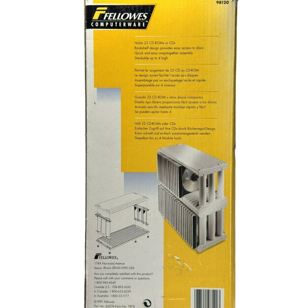 Fellowes Computerware Vintage CD Rack Holds 22 CDs Stackable Easy Snap Asembly - Picture 4 of 6